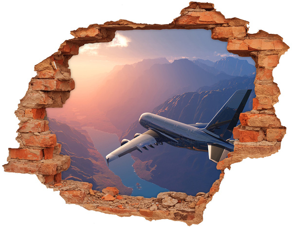 Autocolant 3D gaura cu priveliște Avion