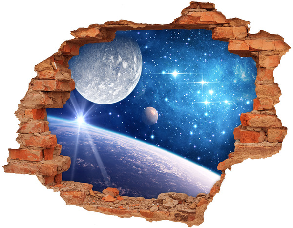 Fototapet un zid spart cu priveliște Lună