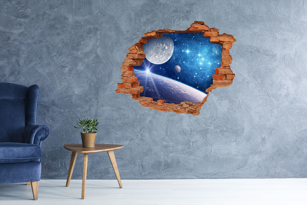 Fototapet un zid spart cu priveliște Lună