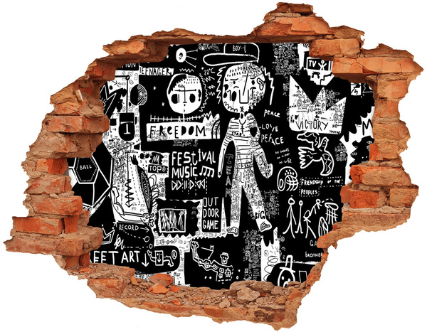 Autocolant de perete gaură 3D graffiti