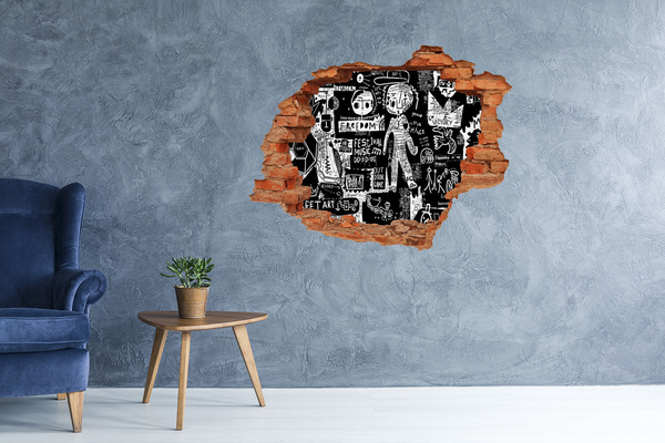 Autocolant de perete gaură 3D graffiti