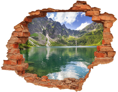 Fototapet 3D gaură în perete Lac de munte în vale
