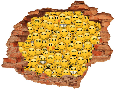 Autocolant de perete gaură 3D Emoji-uri zâmbitoare într-o gaură în perete