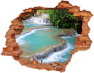 Autocolant de perete gaură 3D Cascade într-un paradis tropical