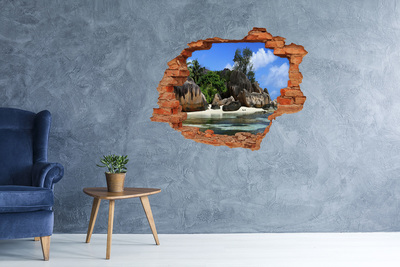 Autocolant 3D gaura cu priveliște Oază insulară tropicală