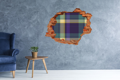 Fototapet 3D gaură în perete Model în carouri pe perete