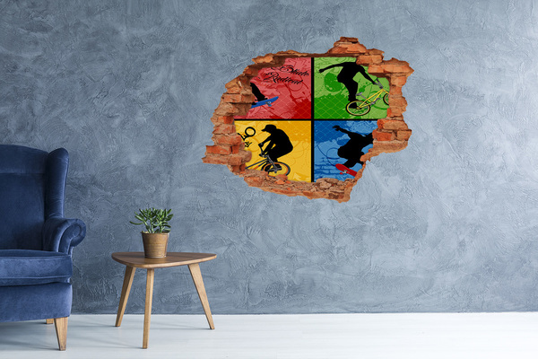 Fototapet 3D gaură în perete Skateboarding în acțiune