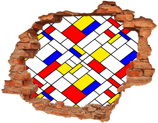 Fototapet un zid spart cu priveliște Model abstract în stilul lui Mondrian