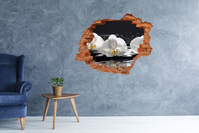 Fototapet 3D gaură în perete Floare de orhidee pe apă