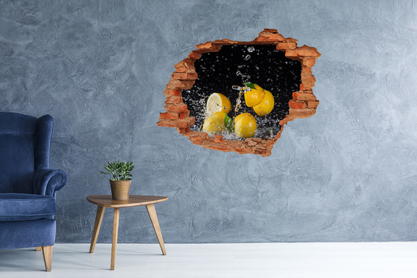 Autocolant de perete gaură 3D Explozie de lămâie în apă