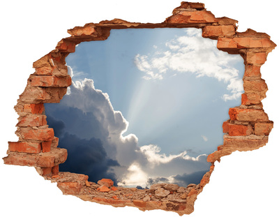 Autocolant de perete gaură 3D Cer cu raze de soare