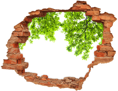 Autocolant 3D gaura cu priveliște O oază verde în spatele zidului