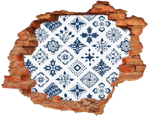 Fototapet un zid spart cu priveliște Modele florale pe perete