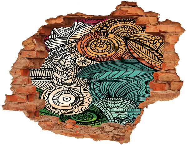 Fototapet 3D gaură în perete Modele colorate pe un fundal de piatră