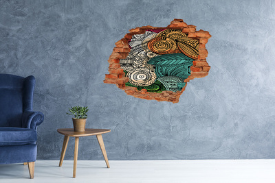 Fototapet 3D gaură în perete Modele colorate pe un fundal de piatră