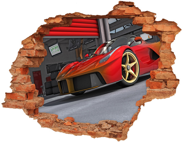 Autocolant de perete gaură 3D Cal de curse