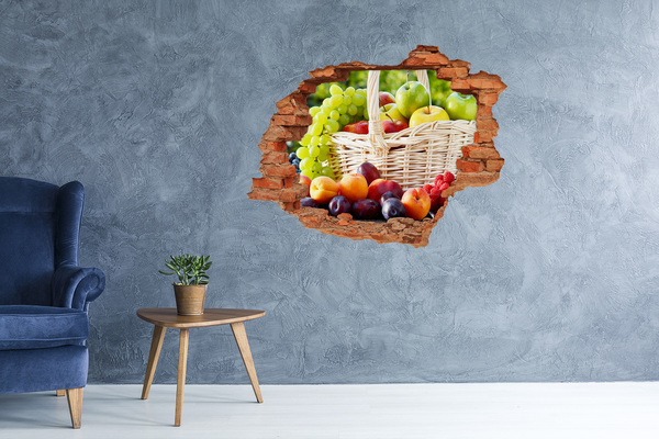 Fototapet 3D gaură în perete cos de fructe