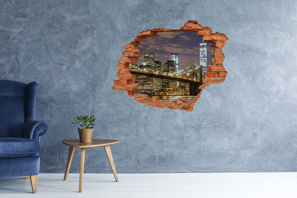 Autocolant autoadeziv gaură Vedere a podului Brooklyn noaptea