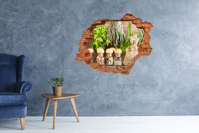 Autocolant 3D gaura cu priveliște Colț de plante aromatice în bucătărie