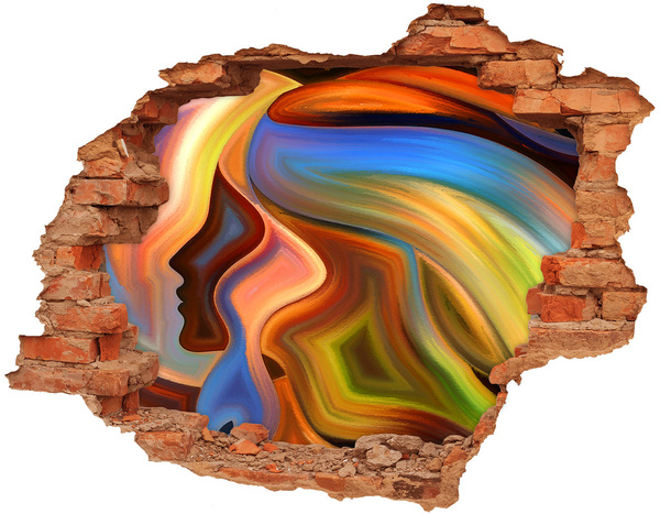 Autocolant 3D gaura cu priveliște Un peisaj colorat într-o gaură din perete