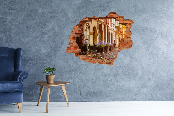 Fototapet un zid spart cu priveliște Un colț fermecător cu lavandă