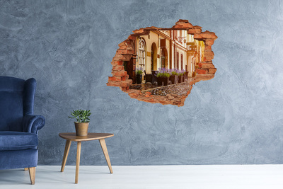 Fototapet un zid spart cu priveliște Un colț fermecător cu lavandă