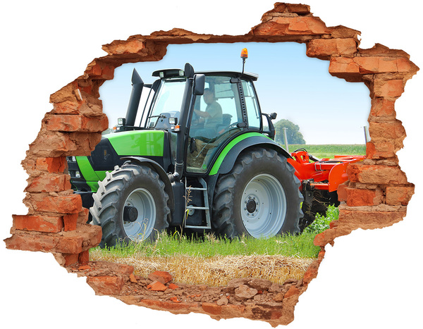 Autocolant 3D gaura cu priveliște Tractor pe teren