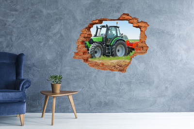 Autocolant 3D gaura cu priveliște Tractor pe teren