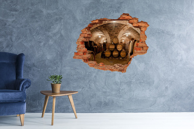 Autocolant de perete gaură 3D Interiorul unei crame cu butoaie