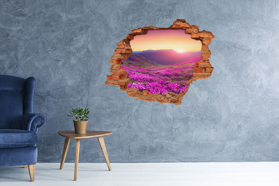 Autocolant 3D gaura cu priveliște deal roz