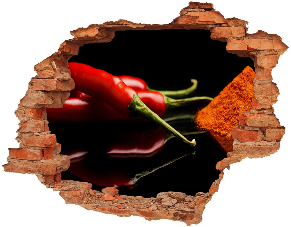 Fototapet un zid spart cu priveliște Chilli și ardei iute