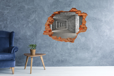 Autocolant de perete gaură 3D Un zid în ruine care dă spre un spațiu gol