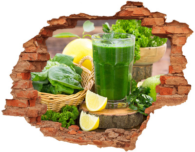 Fototapet un zid spart cu priveliște Cocktail verde într-un cadru natural