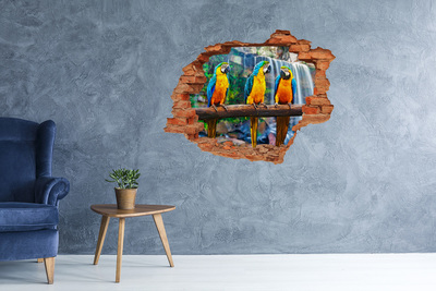Autocolant 3D gaura cu priveliște Papagalii pe o ramură