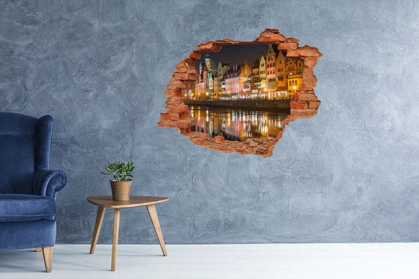 Fototapet un zid spart cu priveliște Un port fermecător noaptea