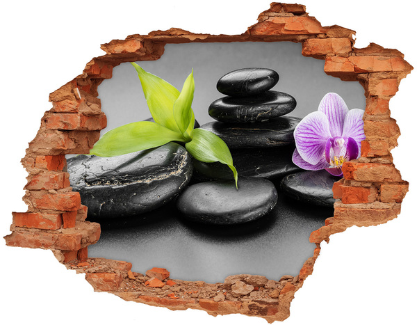 Autocolant de perete gaură 3D O priveliște relaxantă cu pietre și plante