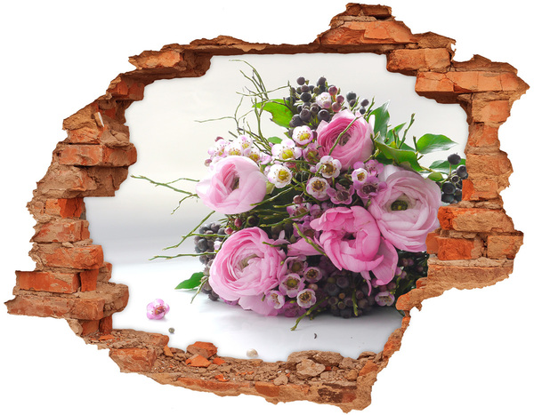 Autocolant 3D gaura cu priveliște Buchet de trandafiri