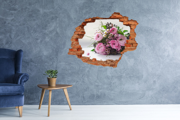 Autocolant 3D gaura cu priveliște Buchet de trandafiri