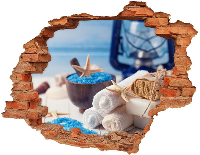 Fototapet un zid spart cu priveliște Relaxați-vă la spa-ul de pe malul mării