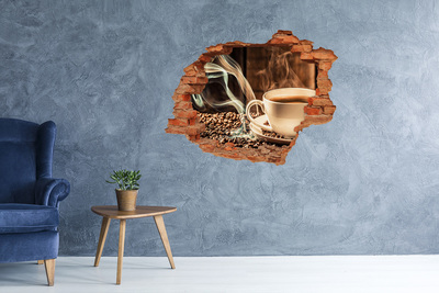 Fototapet 3D gaură în perete Cafea și boabe de cafea