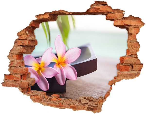 Fototapet 3D gaură în perete plumeria