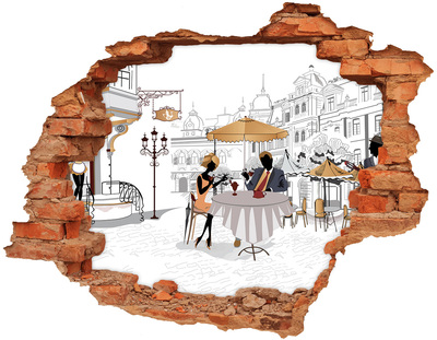 Autocolant 3D gaura cu priveliște Cafenea în stil european