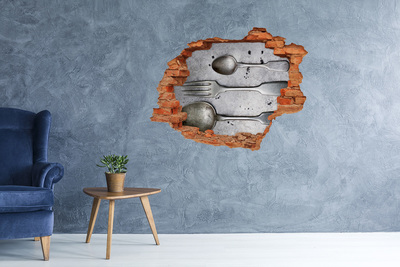 Fototapet un zid spart cu priveliște Un perete spart cu vedere la tacâmuri