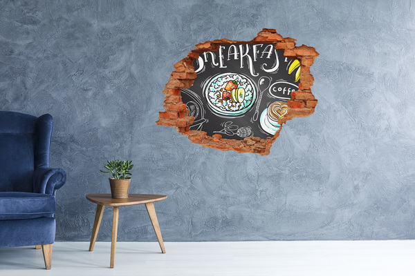 Autocolant gaură 3D Mic dejun retro