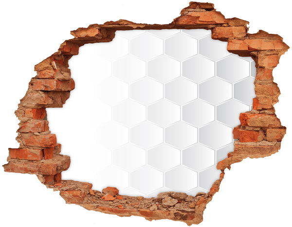 Fototapet un zid spart cu priveliște Zid spart cu model hexagonal