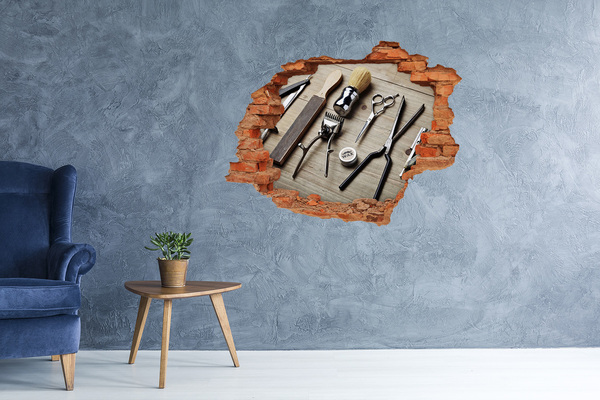 Autocolant 3D gaura cu priveliște Atelier de coafură