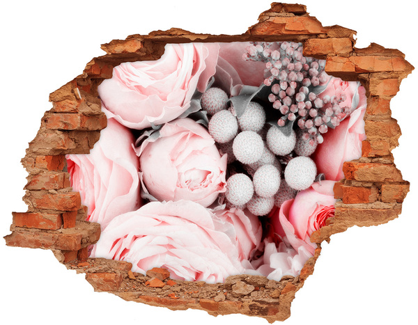 Autocolant gaură 3D Un paradis al florilor în spatele zidului