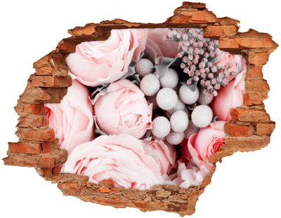 Autocolant gaură 3D Un paradis al florilor în spatele zidului