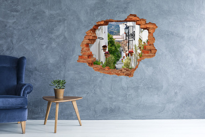 Fototapet un zid spart cu priveliște O stradă fermecătoare într-un sat alb