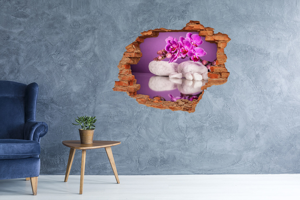 Autocolant gaură 3D orhidee roz